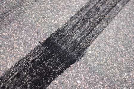 Burnout tire marks on asphaltの写真素材