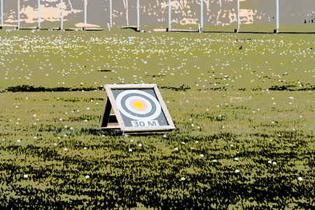 Hundreds of golf balls at a golf driving rangeの写真素材