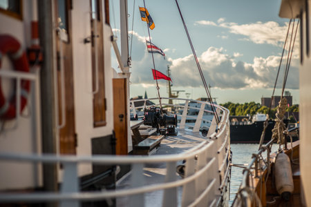 Deck and anchor winch of a vintage metal pilot vessel