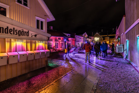 Gothenburg, Sweden - October 21 2023: Light decorations at Nygrens Caf?のeditorial素材