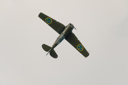 Cologne, Germany - August 29 2010: Swedish North American T-6 Texan also known as the Sk 16 during a displayのeditorial素材