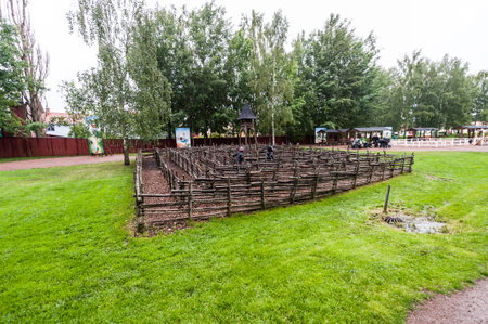 Vimmerby, Sweden - June 16 2012: Labyrinth made of wooden fencing in a parkのeditorial素材