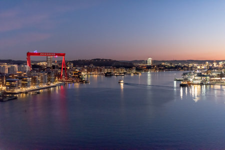 Gothenburg, Sweden - november 22 2021: Early morning view of Eriksberg and Fiskhamnenのeditorial素材