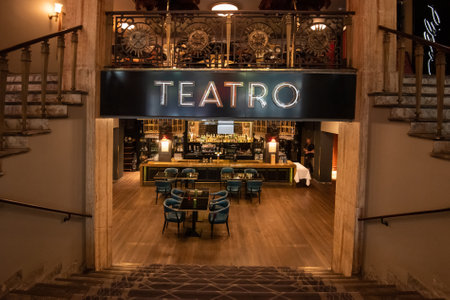 Oslo, Norway - October 13 2021: Entrance of restaurant Teatro in Osloのeditorial素材