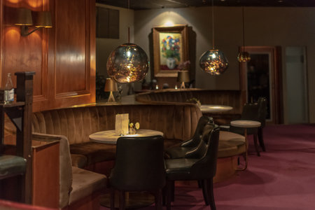 Gothenburg, Sweden - October 28 2021: Cosy interior salon of a billiards hallのeditorial素材