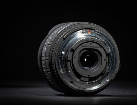 Gothenburg, Sweden - October 08 2023: Sigma 15mm fisheye lens on black backgroundのeditorial素材