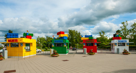 Billund, Denmark - June 26 2011: Ticket booths at Legoland Billund.のeditorial素材