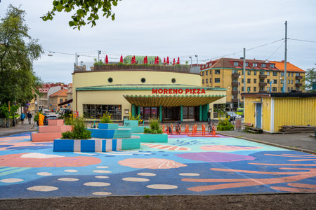 Gothenburg, Sweden - september 03 2023: Exterior of Moreno Pizza at Stigbergstorgetのeditorial素材