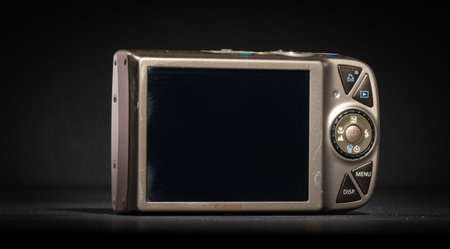 Gothenburg, Sweden - October 08 2023: Rear screen of a Canon Ixus 990 IS digital compact camera