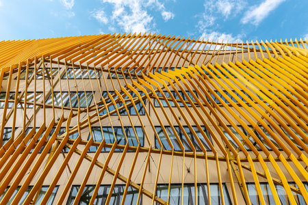 Gothenburg, Sweden - May 02 2021: Multi purpose building Spektrum in Nya Hov?s facilitates shops,...