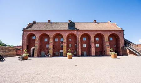 Landskrona, Sweden - July 10 2022: Inner cortyard of Landskrona Castle.のeditorial素材