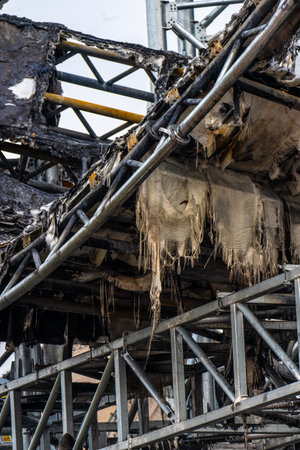 Gothenburg, Sweden - February 24 2024: Remains of Liseberg Oceana water park after the fire