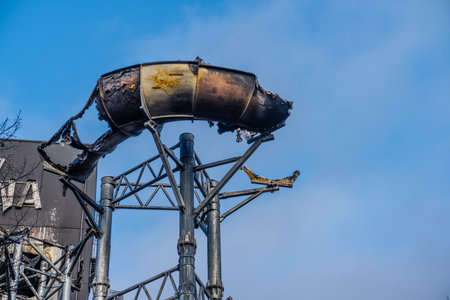 Gothenburg, Sweden - February 24 2024: Remains of Liseberg Oceana water park after the fireのeditorial素材