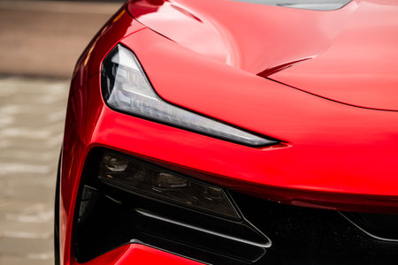 Gothenburg, Sweden - March 01 2024: Red 2024 Lotus Eletre electric SUV car on displayのeditorial素材