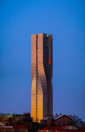 Gothenburg, Sweden - March 07 2024: Karlatornet high rise after sunsetのeditorial素材