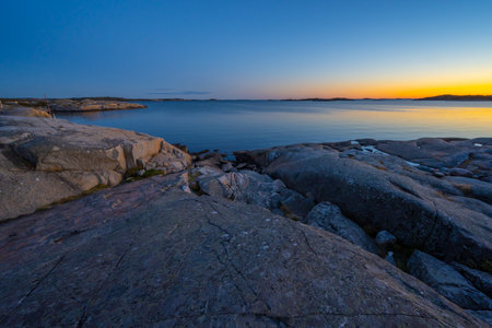 Night photo of granite cliffsの写真素材