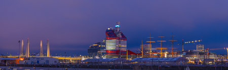 Gothenburg, Sweden - February 10 2024: Night winter photo of Hisingsbron and LÃ¤ppstiftet