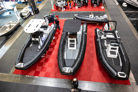 Gothenburg, Sweden - February 11 2024: Boats on display at Gothenburg Boat Showのeditorial素材