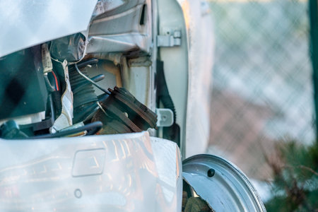 Details of a crashed carの写真素材