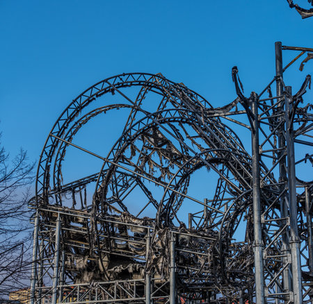Gothenburg, Sweden - February 24 2024: Remains of Liseberg Oceana water park after the fireのeditorial素材