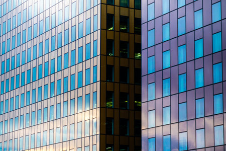 Glass facades of two office buildingsの写真素材
