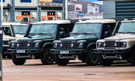 Gothenburg, Sweden - March 01 2024: Ineos Grenadier cars on a dealership back lotのeditorial素材