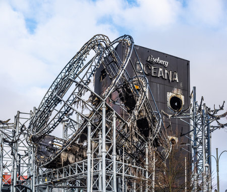 Gothenburg, Sweden - February 24 2024: Remains of Liseberg Oceana water park after the fireのeditorial素材