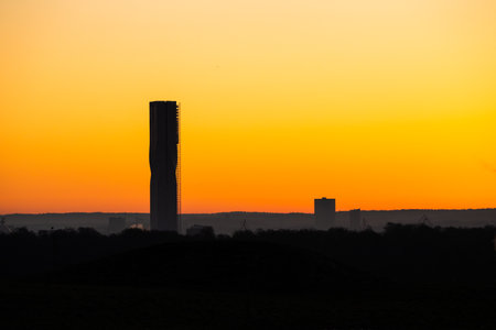 Gothenburg, Sweden - March 07 2024: Karlatornet high rise in golden morning lightのeditorial素材