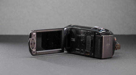 Gothenburg, Sweden - October 15 2023: Panasonic HDC-SD40 digital camcorder on grey backgroundのeditorial素材