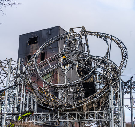 Gothenburg, Sweden - February 24 2024: Remains of Liseberg Oceana water park after the fireのeditorial素材