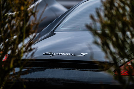 Gothenburg, Sweden - March 01 2024: Rear of a black Porsche Cayman Sのeditorial素材
