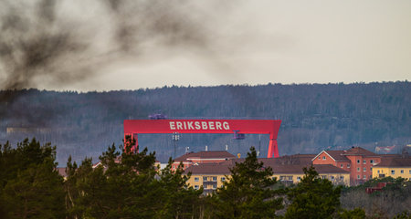 Gothenburg, Sweden - February 25 2024: Eriksberg gantry crane visible from a far distanceのeditorial素材