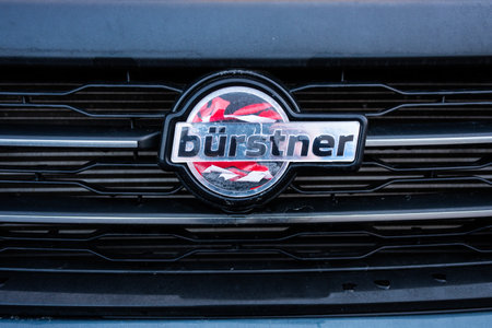 Gothenburg, Sweden - February 25 2024: BÃ¼rstner logo on the front of a vanのeditorial素材