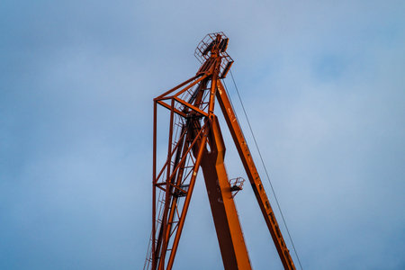 Details of a large wharf crane