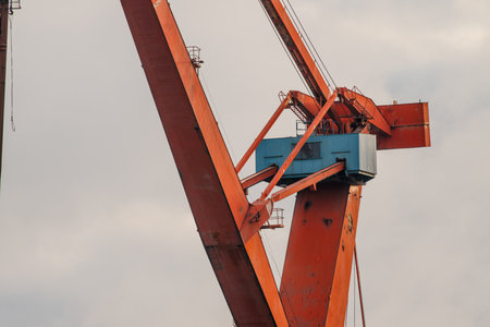 Details of a large wharf crane