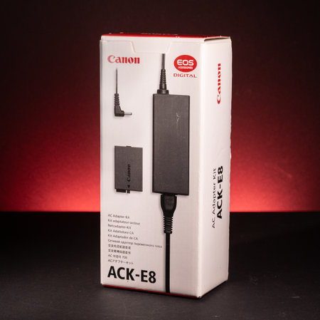 Gothenburg, Sweden - February 25 2024: Canon AC adaptor for a DSLR cameraのeditorial素材