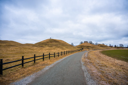 Uppsala, Sweden - March 09 2024: The tree royal mounds at Gamla Uppsalaのeditorial素材