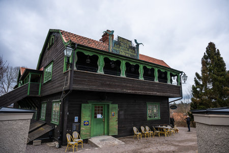 Uppsala, Sweden - March 09 2024: Odinsborg Cafe and restaurant at Gamla Uppsalaのeditorial素材