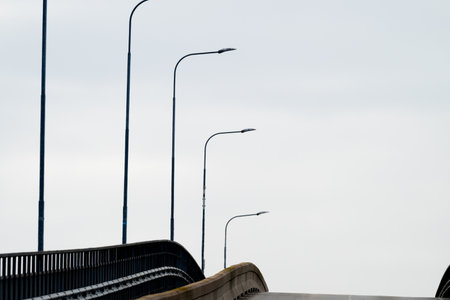 Looking up a arched bridgeの写真素材