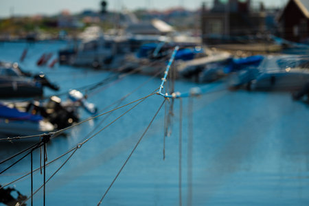 Mooring ropes at a marinaの写真素材