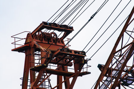 Details of a large wharf crane