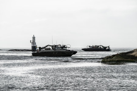 Gothenburg, Sweden - March 24 2024: Swedish Navy Stridsb?t 90 H Combat Boat 90 on a training missionのeditorial素材