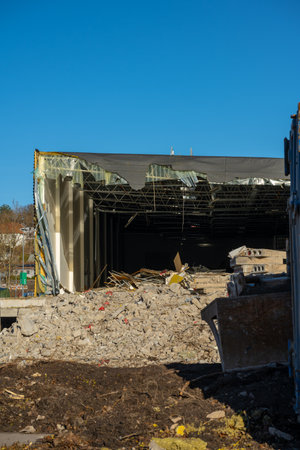 M?lndal, Sweden - March 17 2024: Old IKEA warehouse being demolishedのeditorial素材