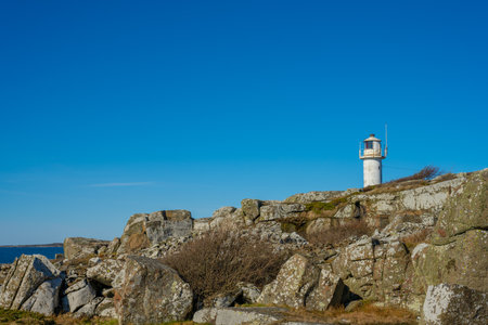 Varberg, Sweden - March 17 2024: Subbe lighthouse near Varbergのeditorial素材