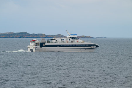 Kung?lv, Sweden - March 21 2024: Penta 40 catamaran is one of Volvo Penta test shipsのeditorial素材