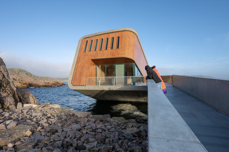 Lindesnes, Norway - March 29 2024: Exterior of underwater restaurant Under at B?lyのeditorial素材