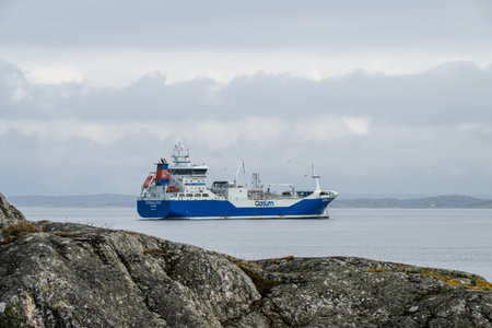 Gothenburg, Sweden - March 24 2024: Gas tanker Coralius on anchorのeditorial素材
