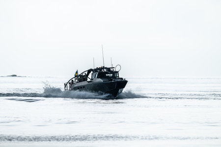 Gothenburg, Sweden - March 24 2024: Swedish Navy Stridsb?t 90 H Combat Boat 90 on a training missionのeditorial素材