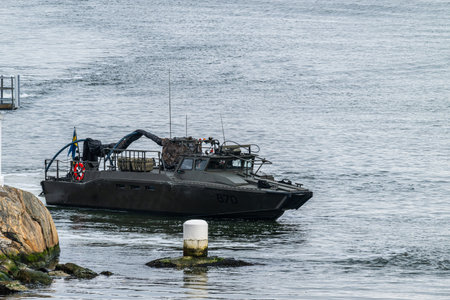 Gothenburg, Sweden - March 24 2024: Swedish Navy Stridsb?t 90 H Combat Boat 90 on a training missionのeditorial素材