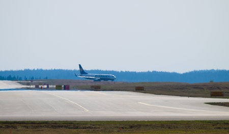 Landvetter, Sweden - April 01 2024: Ryanair Boeing 737-8AS G-RUKG taxiing at Landvetter GOTのeditorial素材